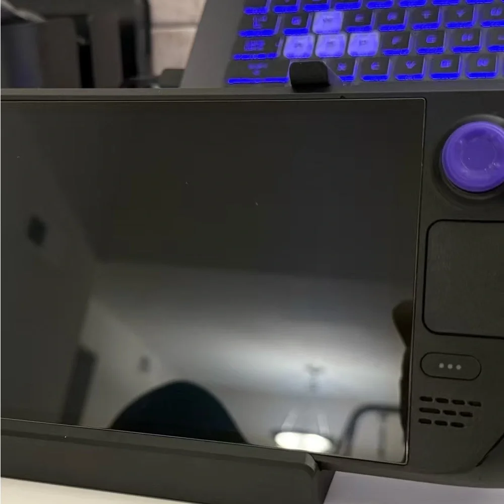 Valve Steam Deck - Black Console Displaying System Info